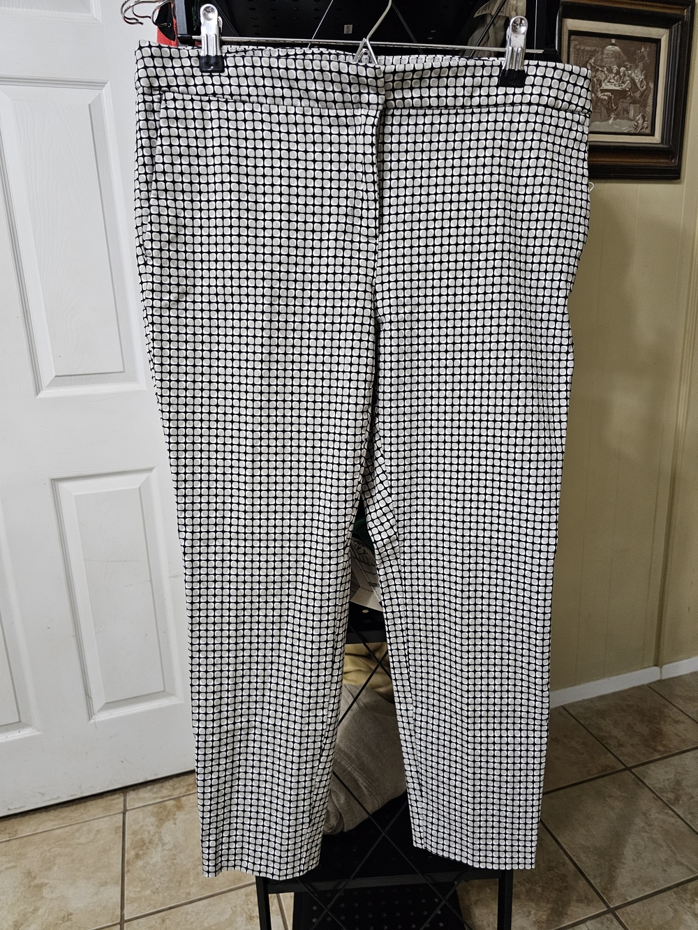 Alfani Black, Beige, and White Geometric Patterned Womens Pants